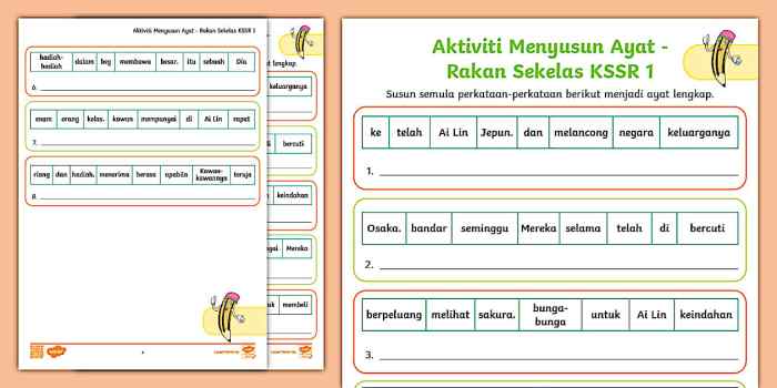 Aktiviti Menyusun Ayat - Rakan Sekelas KSSR 1 (teacher made) Eco-friendly gadgets